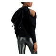 thumbnail image 2 of INC Womens Black Cold Shoulder Cut Out Mock Neck Long Sleeve Evening Blouse L, 2 of 4