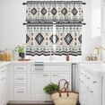 thumbnail image 3 of Farm Aztec Bohemian Geometric Curtain Tier and Valance Set 3 Piece, Green Brown Ethnic Wind 3-inch Rod Pocket Window Tier Curtains Valance for Kitchen Living Room, 3 of 9