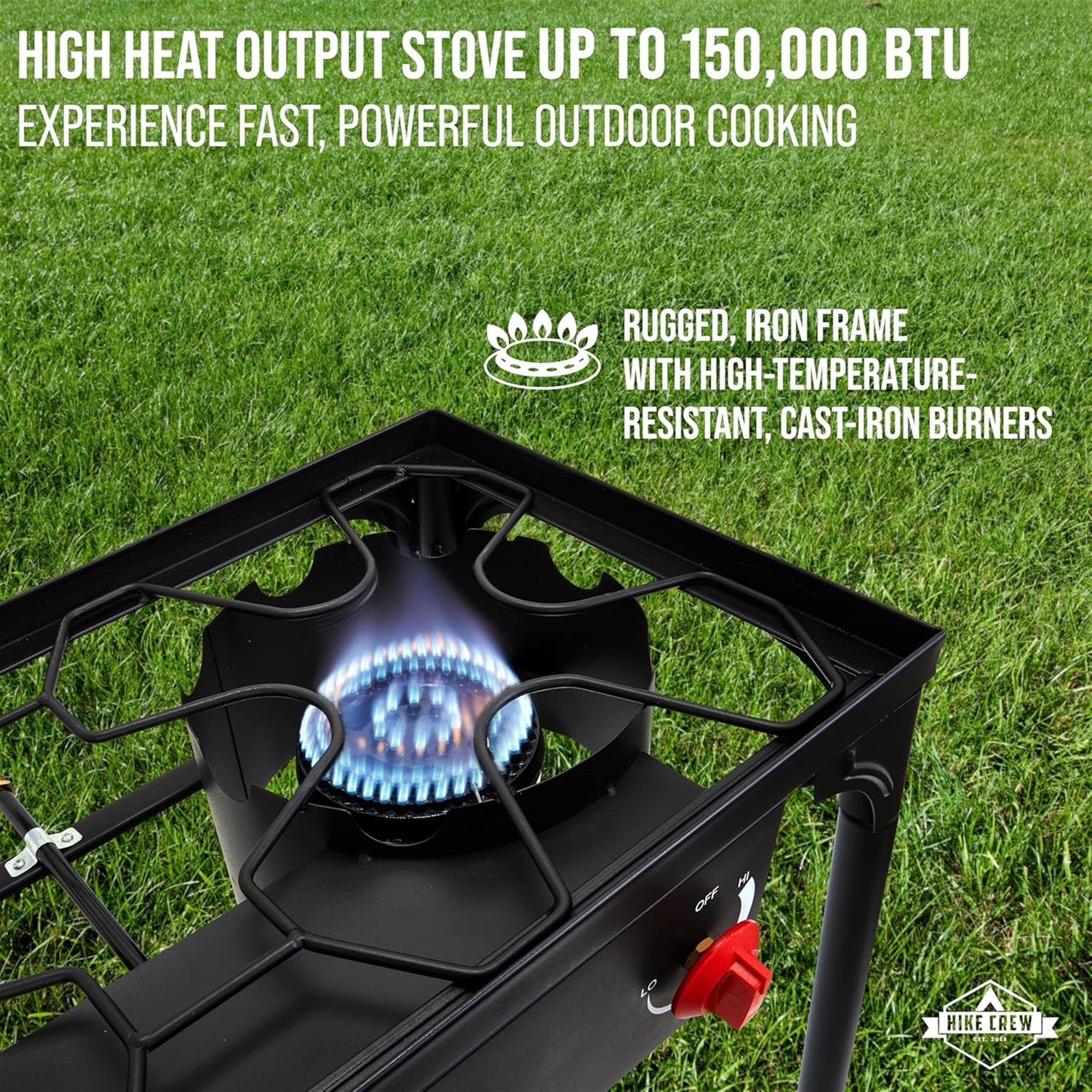 Hike Crew 150,000 BTU Gas Camping Stove - Portable Outdoor Cooking Equipment