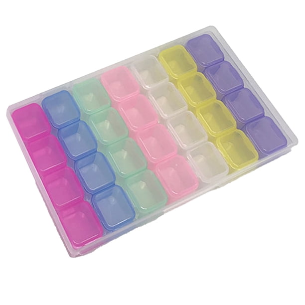 Caja de almacenamiento de plástico caja de almacenamiento de uñas 28 rejilla ecológica duradera transparente PP tapa separada caja de punta de uñas para pendientes de cuentas ANGGREK Otros