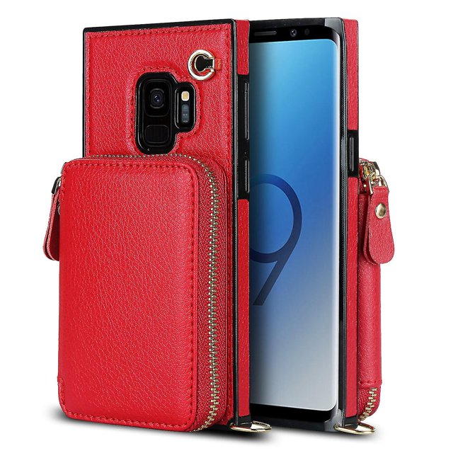 Funda tipo cartera para Samsung S9 con tarjetero y correa para el hombro para mujer