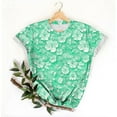 thumbnail image 3 of Tops for Women Trendy Casual Round Neck Short Sleeve Top Floral Print Tees Vintage Shirt Summer Loose Lightweight Blousess, 3 of 4