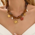 thumbnail image 2 of 18K Gold Plated Silk Scarf Necklace for Women, Bandana Necklace with Stainless Steel Charms Choker, Vintage accessories Flower Sun Coin Butterfly Pendant Necklaces, Boho Christmas Gifts, 2 of 6
