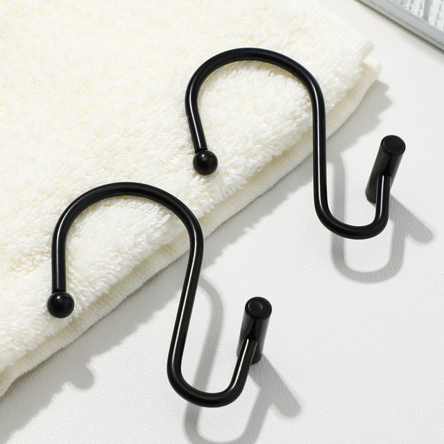 AURARMLET 12 Pcs Black Curtain Rings Bathroom for Electroplated Surface and Smooth Sliding