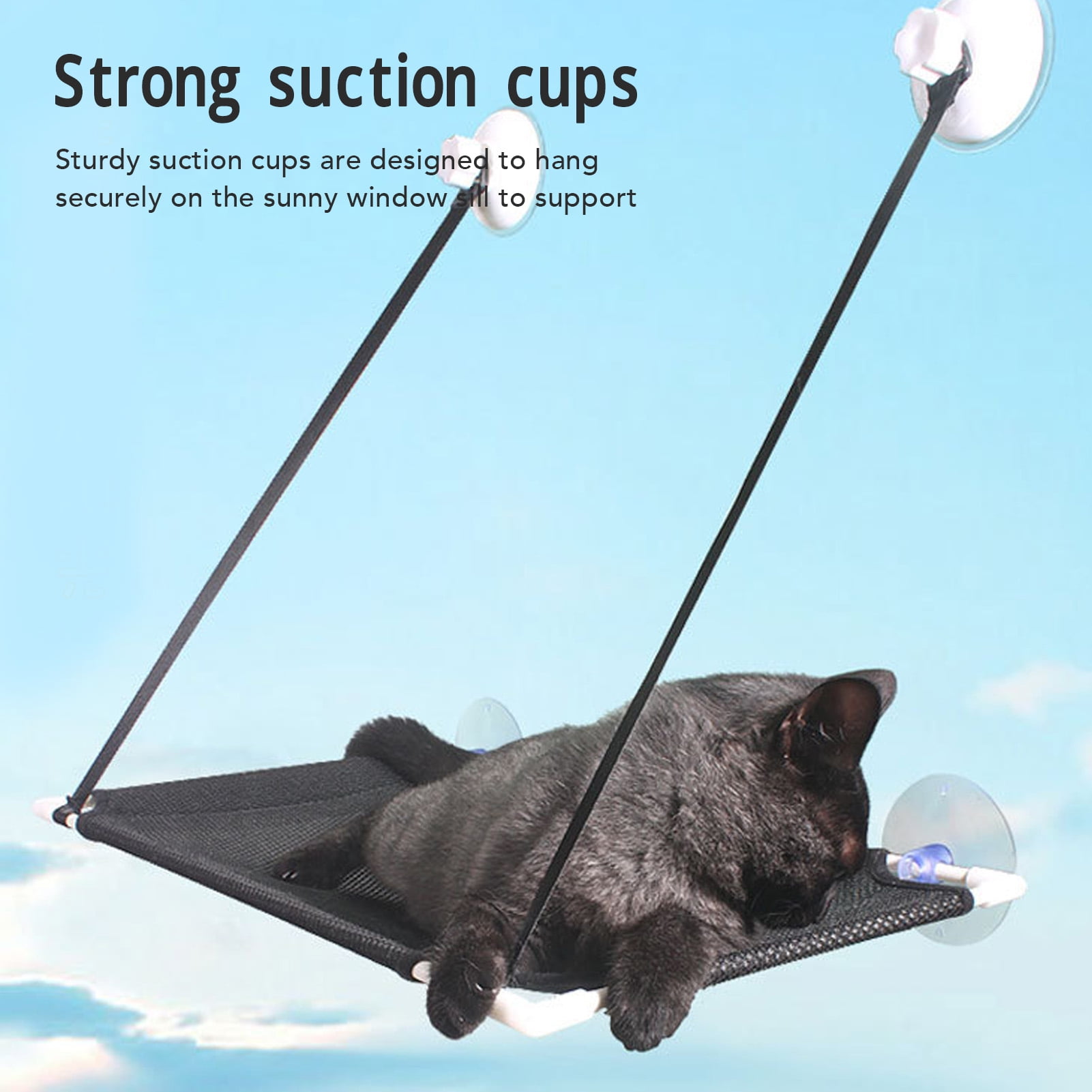 Yajisi Cat Window Hammock Breathable Mesh Window Mounted Perch Bed with Heavy Duty Suction Cups for Resting and Sunbathing Black Single Layer (19.29 inches / 49.0 cm)