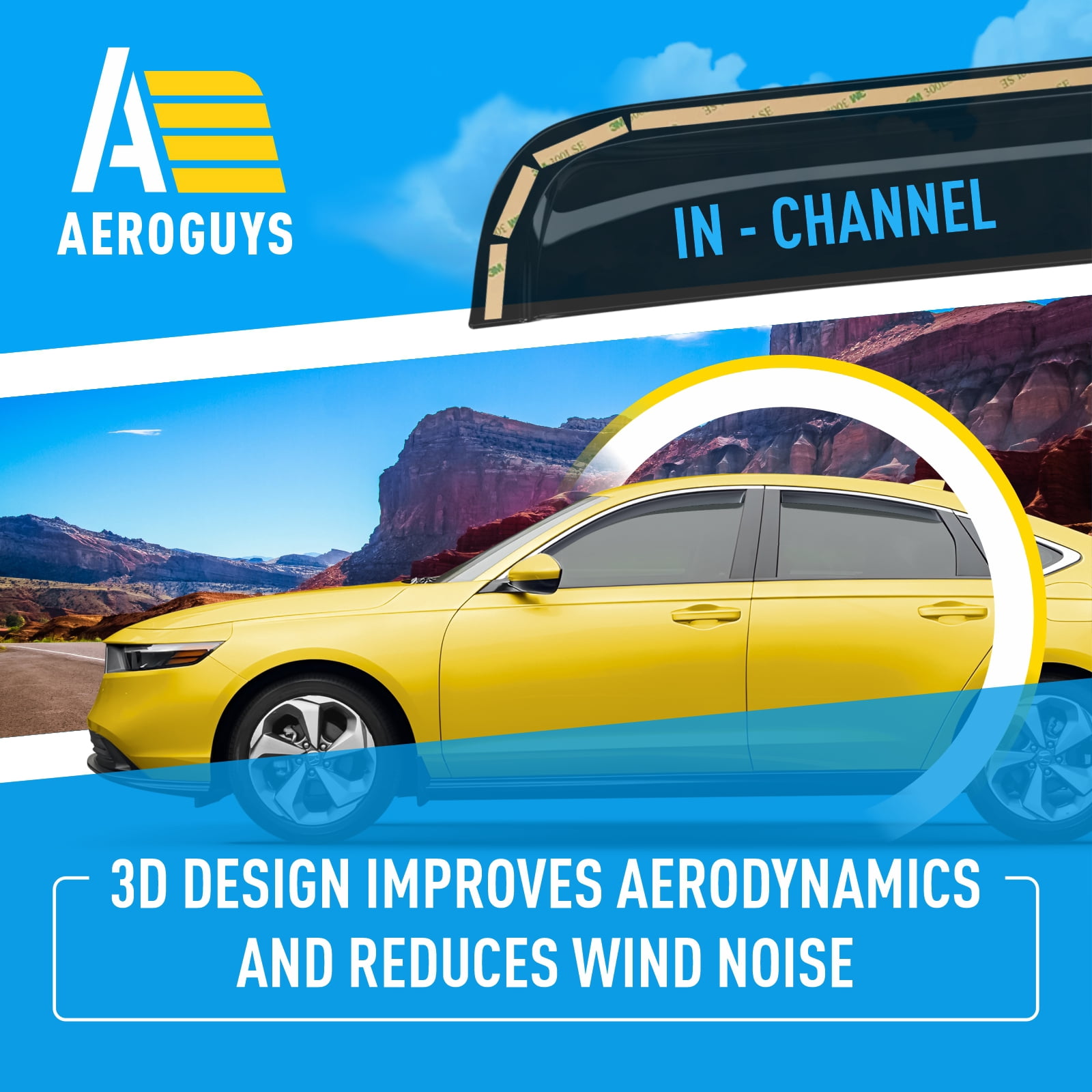 AEROGUYS In-channel Window Deflectors Extra Durable Window Visors Rain Guards Fit for Honda Accord 2023-2026, Sun Visors, Wind Vent Visors, Car Accessories- 4pcs. AG0494