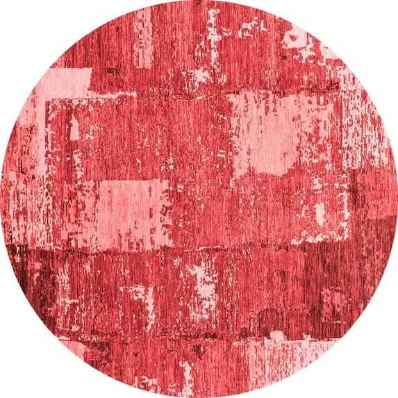 Ahgly Company Machine Washable Indoor Round Patchwork Red Transitional Area Rugs, 6' Round
