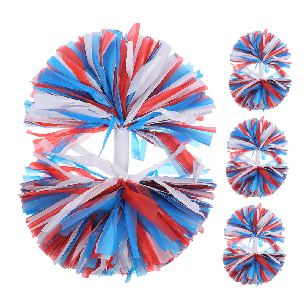 UPOUART 4Pcs Cheer Pom Poms Portable Reusable Metallic Colors for Field Performance
