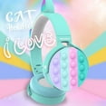thumbnail image 4 of Imerelez Fidget Headphones Kids Toy Headset, Wireless Bluetooth Headphone Pop Bubble On-Ear Headphone Fidget Toy Rainbow Color Fidget Headset for Children Adults (Cyan-Cat), 4 of 5
