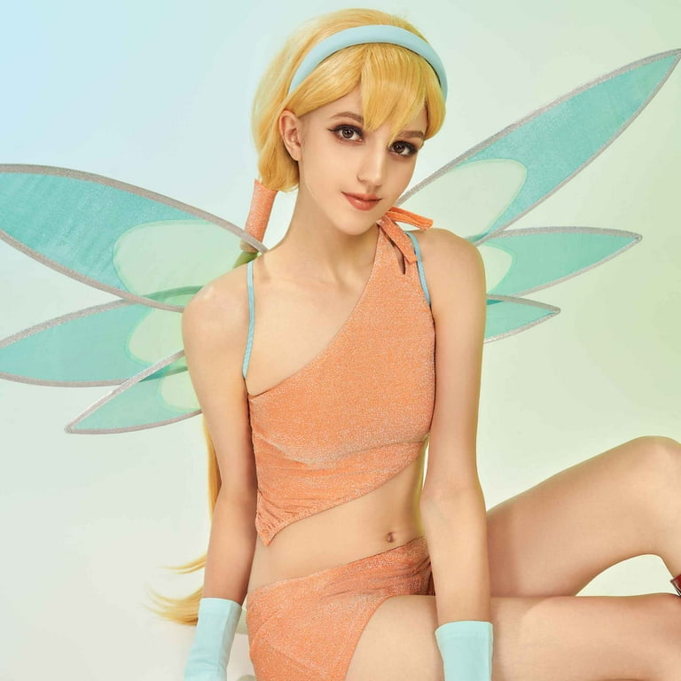 Officially Licensed] Winx Club Stella Fairy Costume for Women Orange Top  and Shorts with Wings, XL - Walmart.com