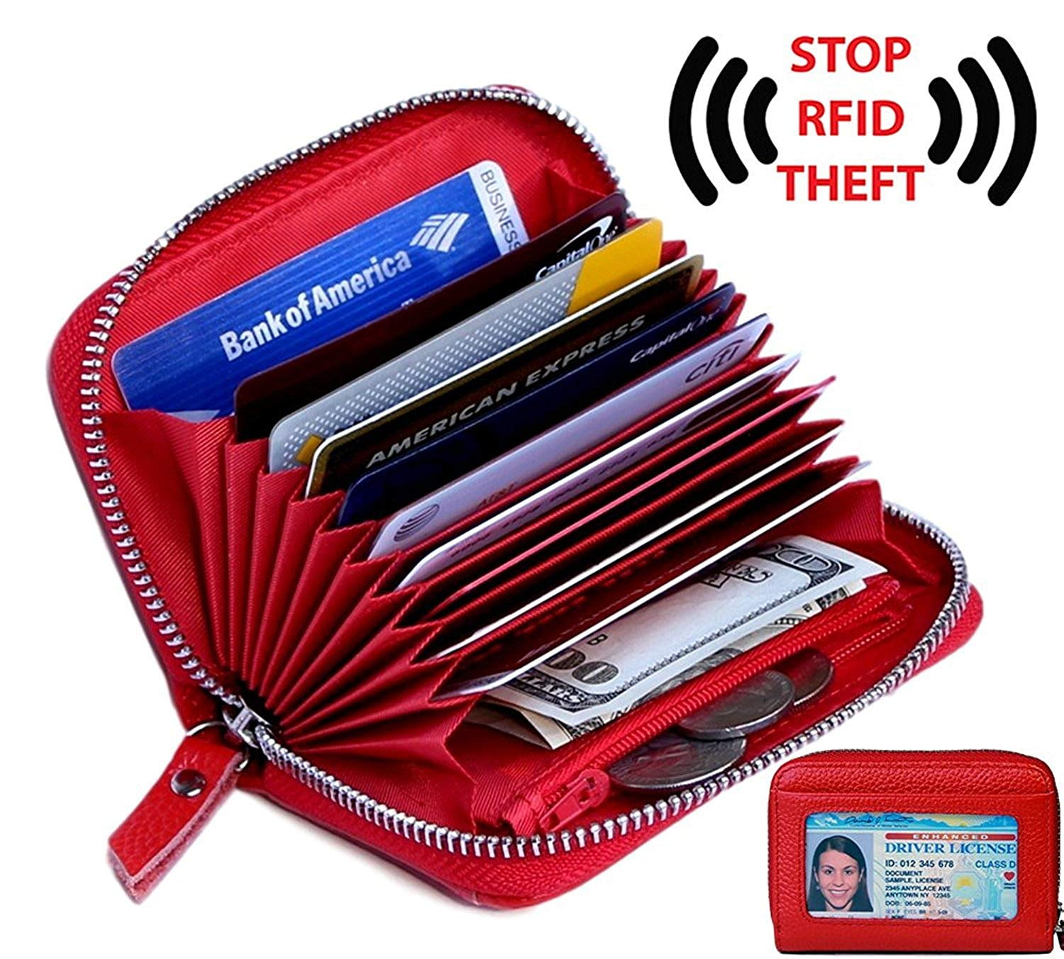 Women's Genuine Leather Credit Card Holder RFID Secure Spacious Cute