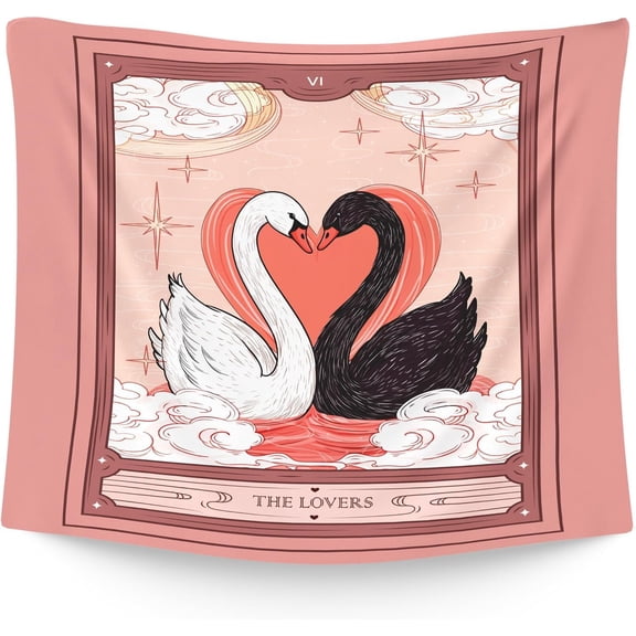 Swan Pink Tapestry Wall Hanging for Girls Bedroom, Valentines Gifts for Kids Women, Cute Tarot Preppy Coquette Wall Hanging Room Decor Tapestry for Teen Girls Dorm Valentine's Day, 30x40in