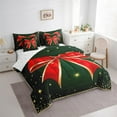 thumbnail image 3 of jejeloiu Cute Bow Bowtie Bedding Comforter Set 7 Pieces,Gold Glitter Print Full Bedding Set,Red Cartoon Bowknot Fitted Sheet Flat Sheet,Luxury Bedroom Decor Reversible, 3 of 8