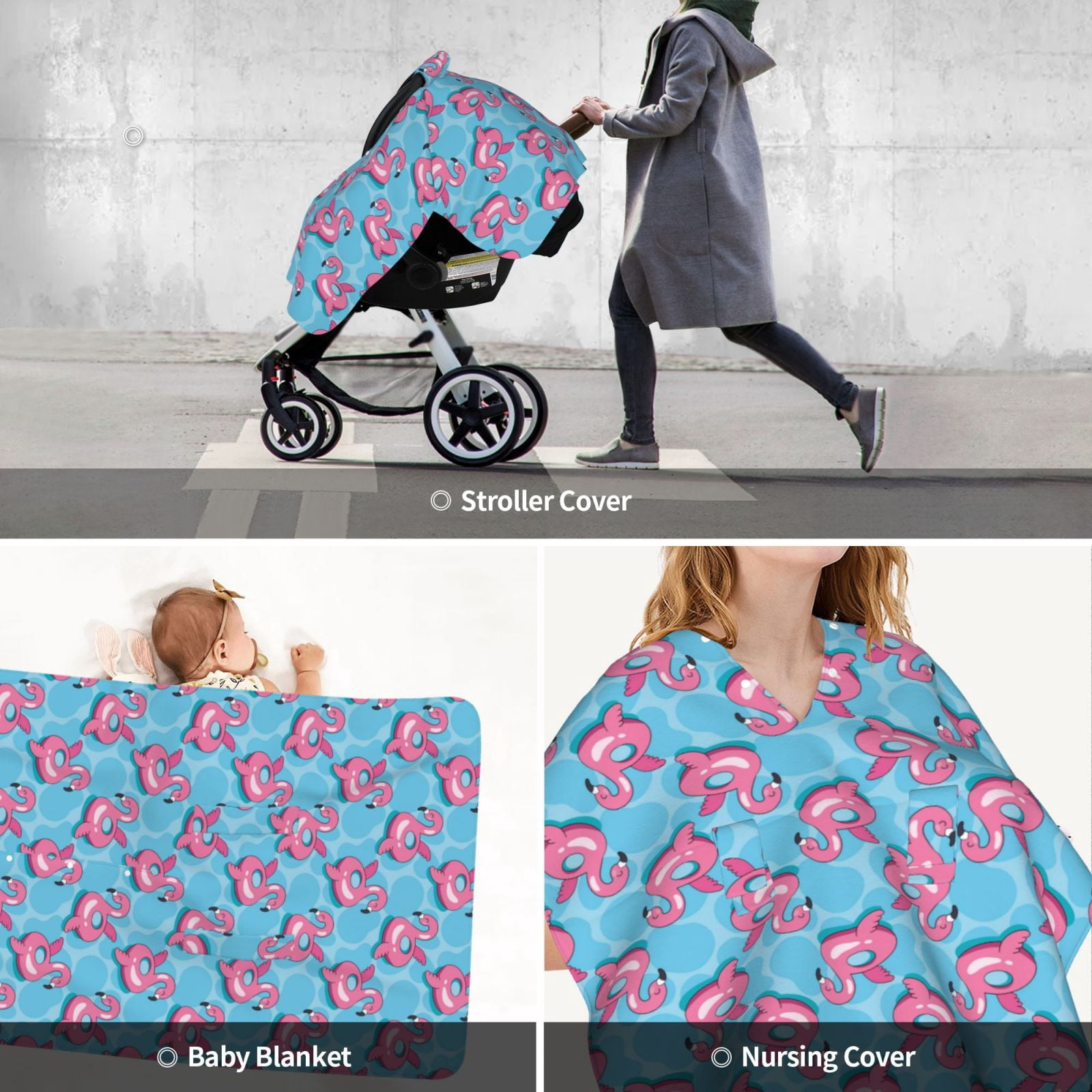 Car Seat Cover Baby - PinkInflatable bird circle Breathable Infant Car Seat Cover for Baby Carseat, Lightweight Comfort Baby Essentials Must Haves Newborn Stuff for Girl Boy