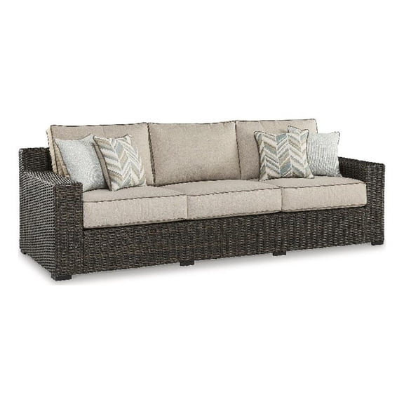 Signature Design by Ashley Teak Opaline Outdoor Sofa with Cushion