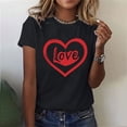 thumbnail image 2 of VKOYWKM Women's Valentine's Day T Shirts Love Heart Print Tees Short Sleeve Casual Crew Neck Holiday T Shirts Classic Romantic Valentine Cute Clothes, 2 of 6