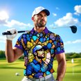 thumbnail image 4 of HOMYGIFTS Custom Face Stained Glass Golf Polo Shirt, Personalized Men’s Short Sleeve Sports Polo with Photo, Colorful Artistic Print, 4 of 10