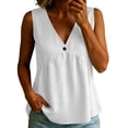 thumbnail image 2 of Miqool Women's Peplum Tank Tops Summer Dressy Casual Sleeveless V Neck Button Ruffle Hem Flowy Babydoll Shirts Beach Vacation Blouses, 2 of 8