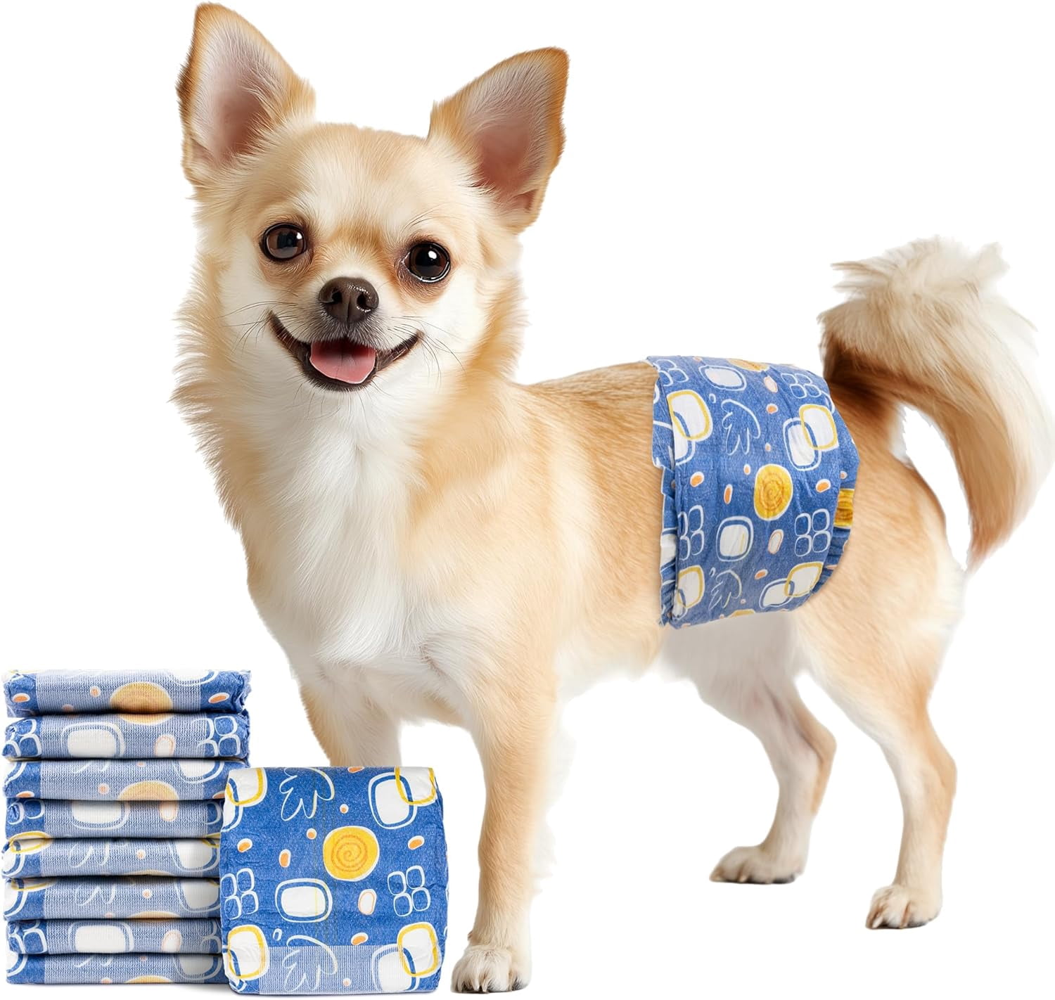 Petbb Male Dog Diapers, Disposable Male Dog Wraps with Wetness Indicator, Super Absorbent | Leak Proof Doggie Diapers for Incontinence, Marking, Puppy Training, M,18-25-inch Waist, 30 Counts