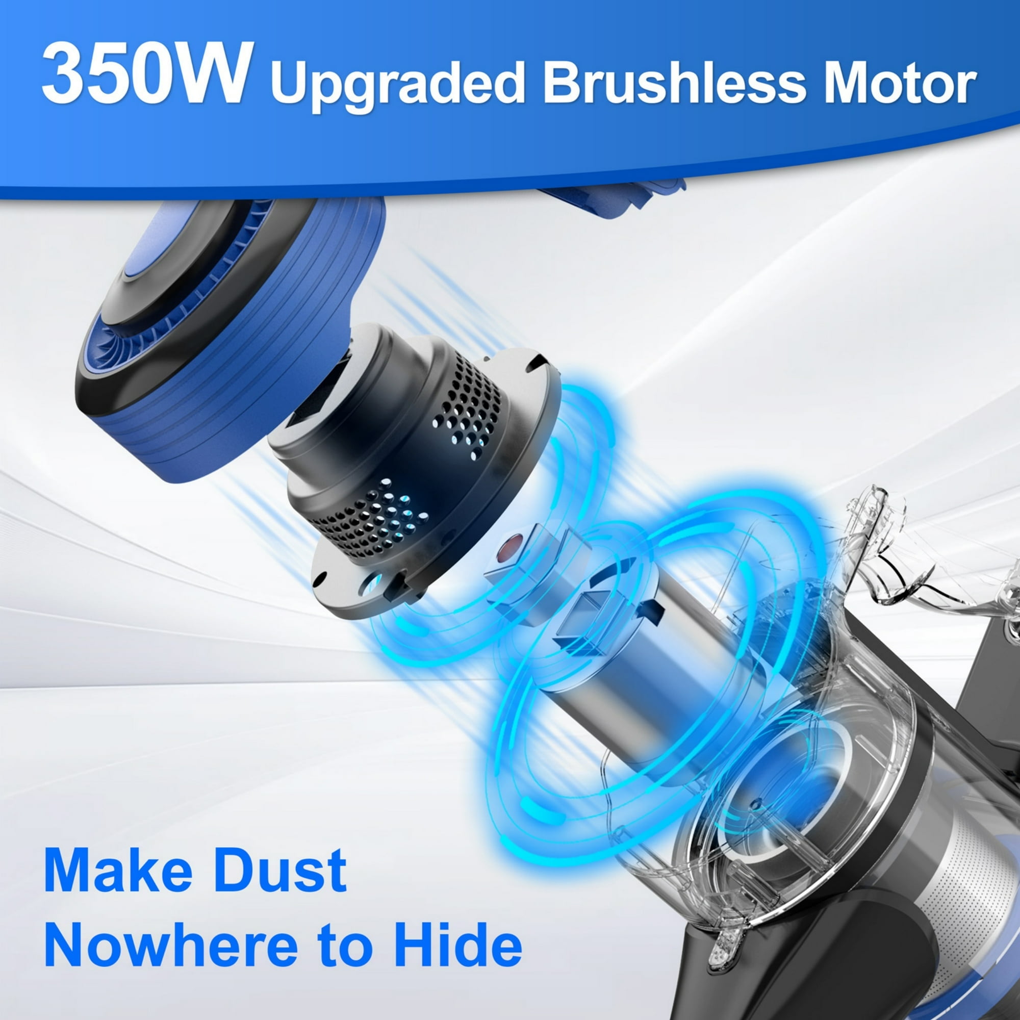 Cordless Vacuum Cleaner,30Kpa 60min Runtime Lightweight Stick Vacuum,8 in1 Self-Standing,Rechargeable Vacuum Cleaners for Pet Hair,Carpet,Hardwood Floor V870(Blue)
