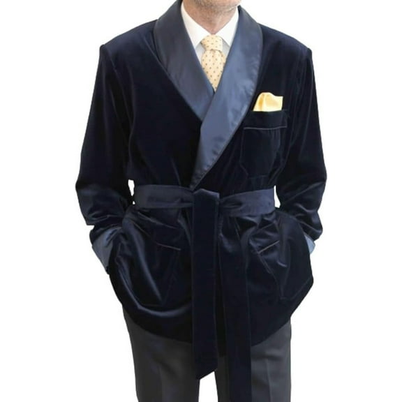 Men's Black Velvet Robe's Smoking Jackets Christmas Evening Paryy Wear Smoking Jackets Coat 
