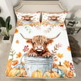 thumbnail image 2 of Manfei Cute Rustic Cow Queen Sheet Sets for Kid, Autumn Harvest Pumpkin Flat Sheet, Maple Leaf Queen Fitted Sheet, Microfiber Bedroom Decor, 4-Piece, 2 of 7