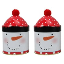 KOYPTL 2 Pcs Christmas Storage Box for Candy Metal Cookie Tins with Cute Penguin Snowman Pattern Small Christmas Storage Container for Snack Chocolate Xmas Gifts Holiday Birthday Party Supplies