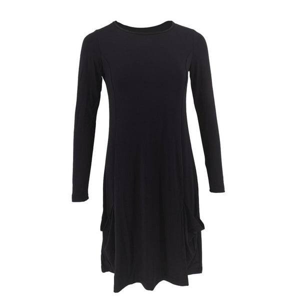 Vestido de jersey de algodón Minnieouse informal vintage de primavera manga larga Negro 3XL