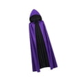 thumbnail image 3 of Capa de Halloween, capa medieval reversible para presentaciones en el escenario, disfraces, fiestas temáticas Capucha negra y morada, 3 of 8