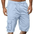 thumbnail image 3 of BUWTTER Men's Casual Shorts with Cargo Pockets Loose Fit Solid Color Cotton Everyday Summer Bottoms Lightweight Light Blue S, 3 of 6