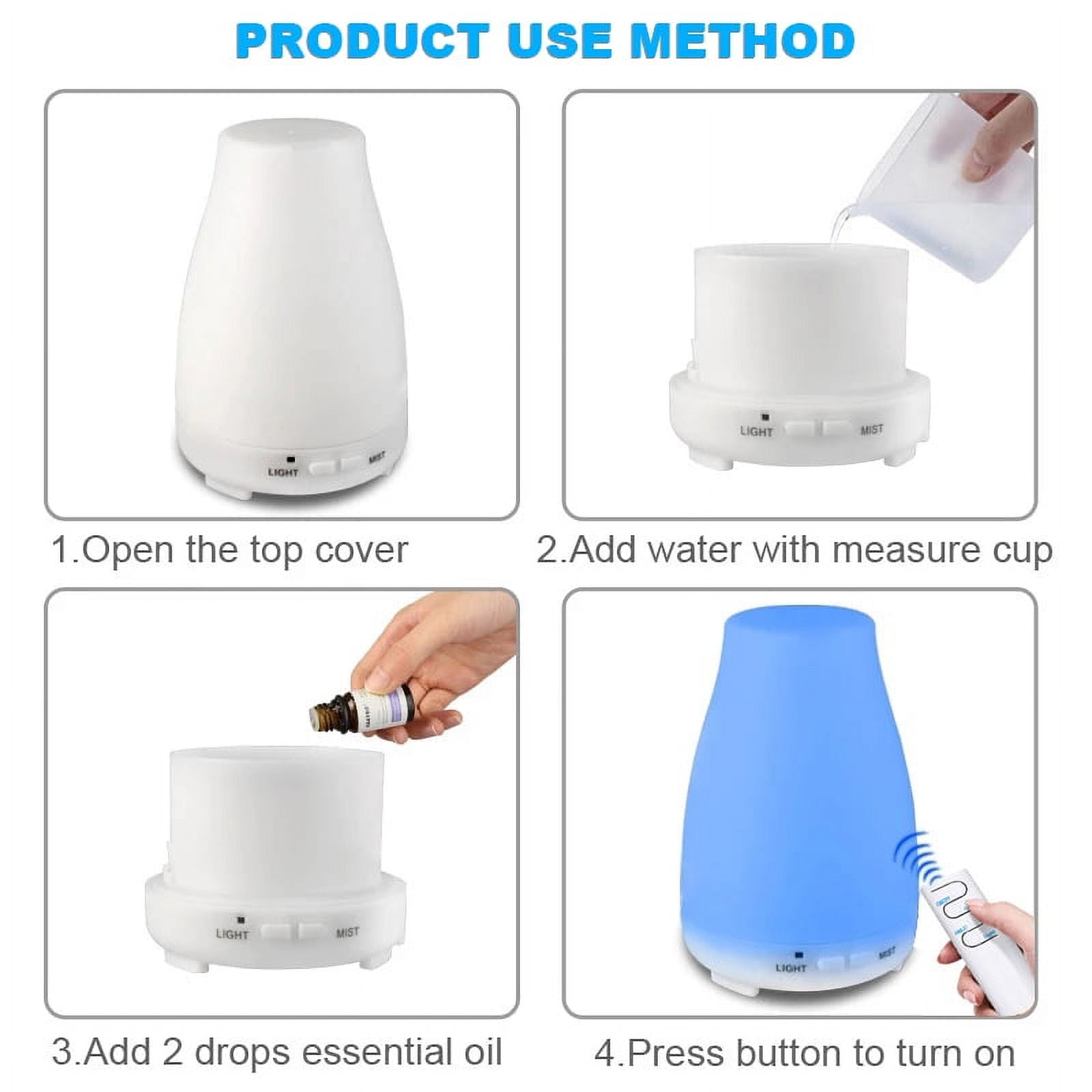 OUSITAI 7-Color LED Essential Oil Diffuser Aromatherapy Cool Mist Ultrasonic Humidifier for Home Office Bedroom Room USB Aromatherapy Humidifier