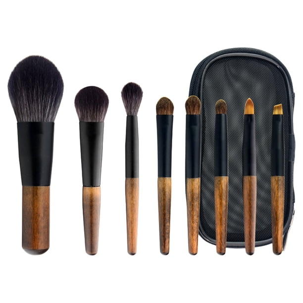 Juego de brochas de maquillaje de viaje, mini brochas de maquillaje con bolsa de almacenamiento, base en polvo, correctores, contorno, rubor, sombras de ojos, juego de brochas de maquillaje, 8 piezas