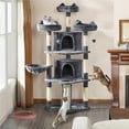 thumbnail image 2 of Renwick Multiple Levels Cat Tree Large Plush Cat Tower with 3 Platforms， Dark Gray, 2 of 8