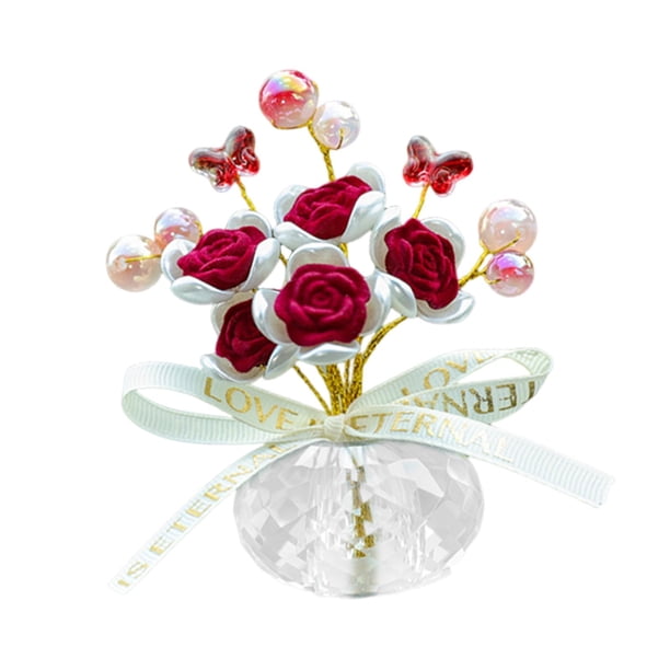 Adorno de rosas para salpicadero de coche, flores artificiales, regalo de inauguración de la casa Rojo