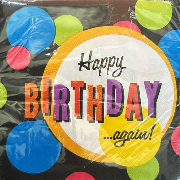 Amscan Happy Birthday Again! Beverage Napkins (16ct)
