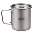 thumbnail image 2 of Tazas de titanio Copa de titanio ultraligera portátil para acampar al aire libre Tapa de agua de campo de campo , con manillable 300ml / 350ml / 450ml / 550ml / 650ml / 750ml, 2 of 7