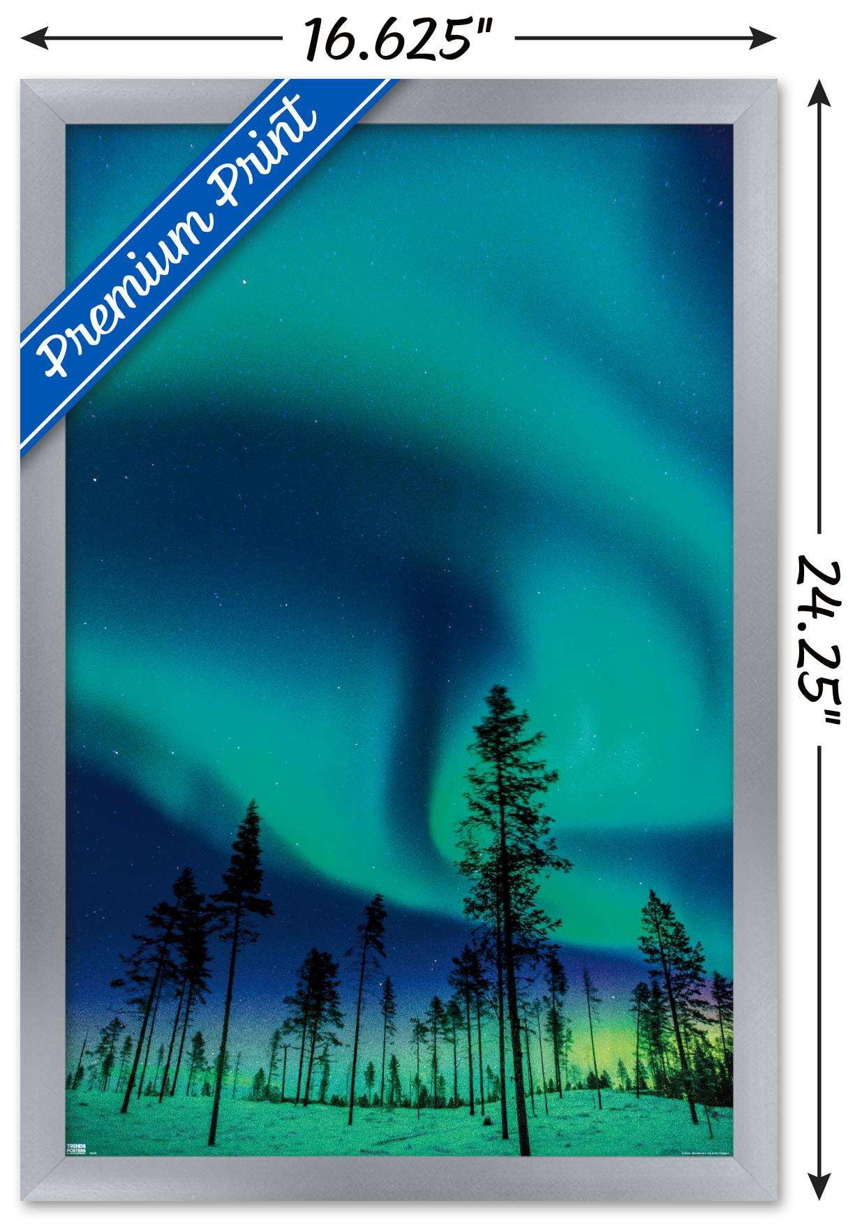 Aurora Borealis Wall Poster, 14.725" x 22.375", Framed