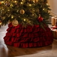 thumbnail image 4 of Sahpxhe Christmas Tree Collar, Vintage Multi Layer Ruffled Velvet Tree Base Skirt for Indoor Outdoor Home Holiday Decoration, 4 of 7