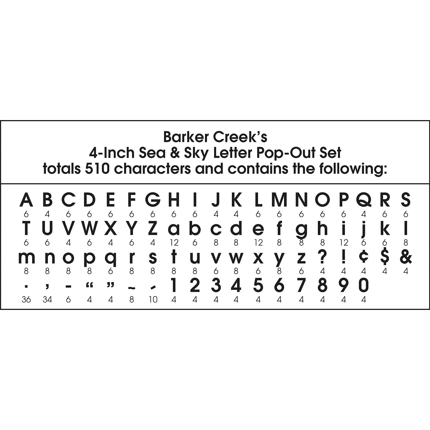 Barker Creek Sea & Sky 4" Letter Pop-outs - 510 Characters
