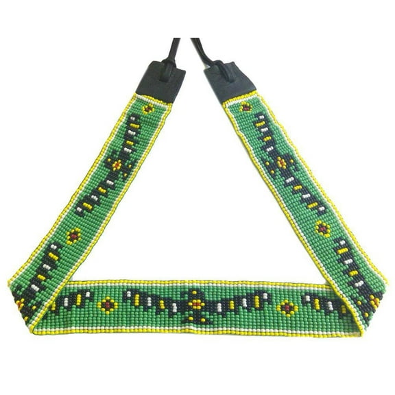 Handmade Beaded Native Style Green Black Eagle Cowboy Hatband