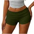 thumbnail image 3 of Cutuoiiu Women's Casual Solid Color Foldover Waist Shorts High Waist Stretchy with Pockets Summer Workout Daily Wear, 3 of 5