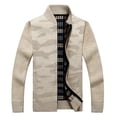 thumbnail image 1 of Lu's Chic Men's Zip Up Cardigan Sweater Full Zipper Long Sleeve Knitwear Knitted Tops Warm Winter Beige 42, 1 of 1