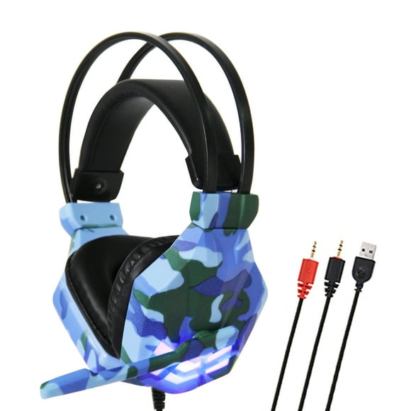 SY850MV Gaming Headset 3.5mm Wired Over Ear Headphones Noise Canceling E-Sport Earphone with Mic LED Light Volume Control AUX+USB for Desktop PC