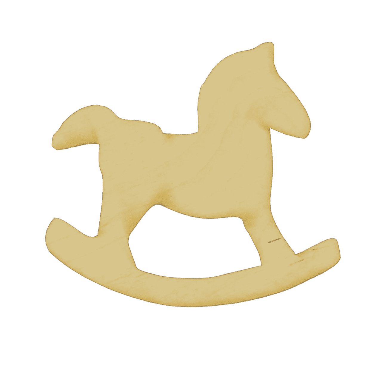Unfinished Rocking Horse 2 Wood Cutout (1/4” Thickness, Large 12" x 11