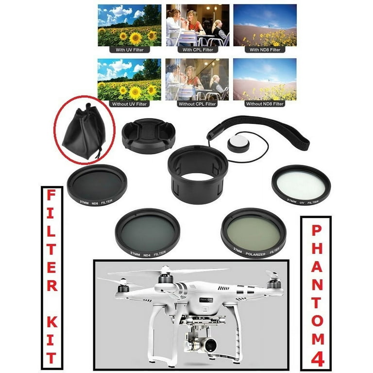 4-Pc Filter Set With Accessory Kit For DJI Phantom 3 Series 4-Pc Filter Set With Accessory Kit For DJI Phantom 3 Series