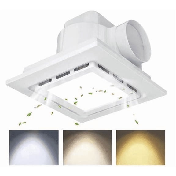 KBOROVER Bathroom Exhaust Fan, Tri-Color LED Light, 10-inch Ceiling-Mounted Ventilation Fan, Suitable for Home Kitchens and Bathrooms