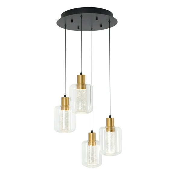 Artika Globe Bubble Glass Modern LED Pendant Light Fixture, Black and Gold