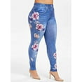 thumbnail image 3 of DYMADE Women Plus Size Ankle Capri Leggings Floral Printing Skinny Active Pants, 3 of 4