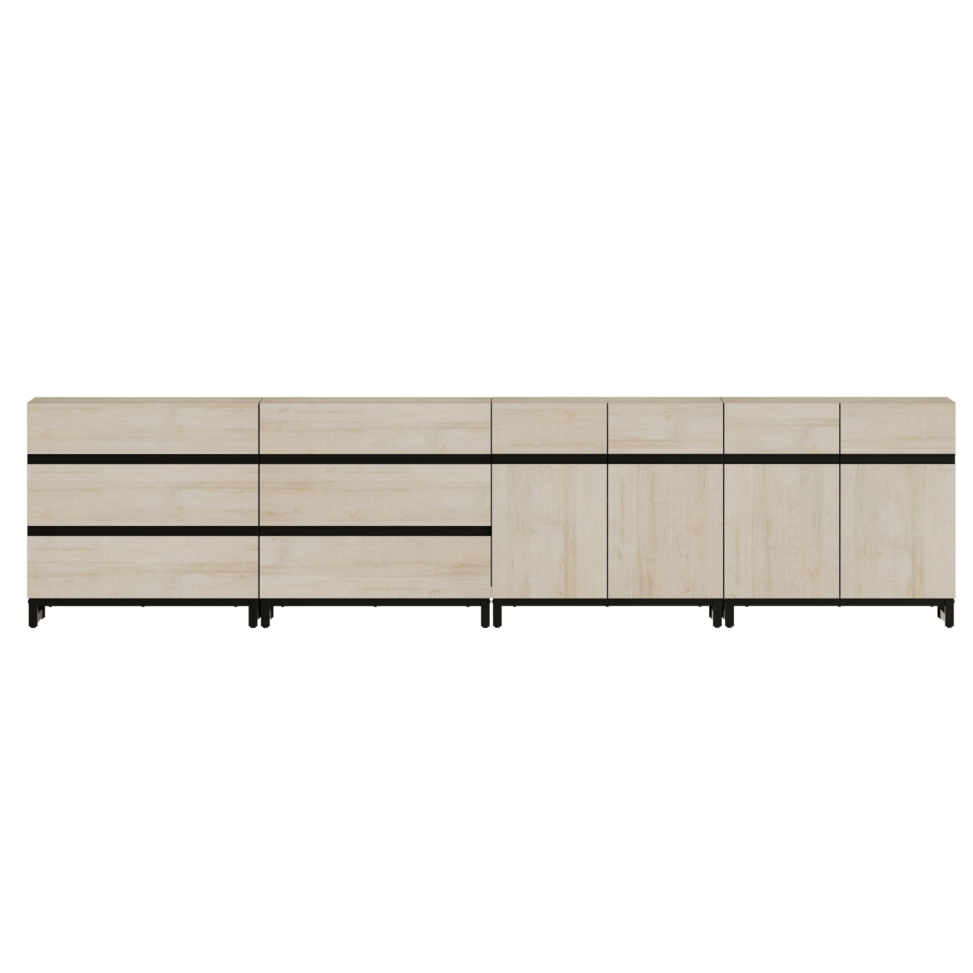 Modern Multifunctional Buffet Sideboard, Storage Cabinet with Hidden Handle & Adjustable Shelves for Home Decor,Beige