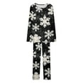 thumbnail image 3 of Hueook House Dresses for Women Women Fashionable Christmas Printed Round Neck Button Up Long Sleeved Pants Pajama Set Multicolor 2X, 3 of 3